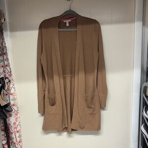 Isaac Mizrahi Camel Open Front Sweater